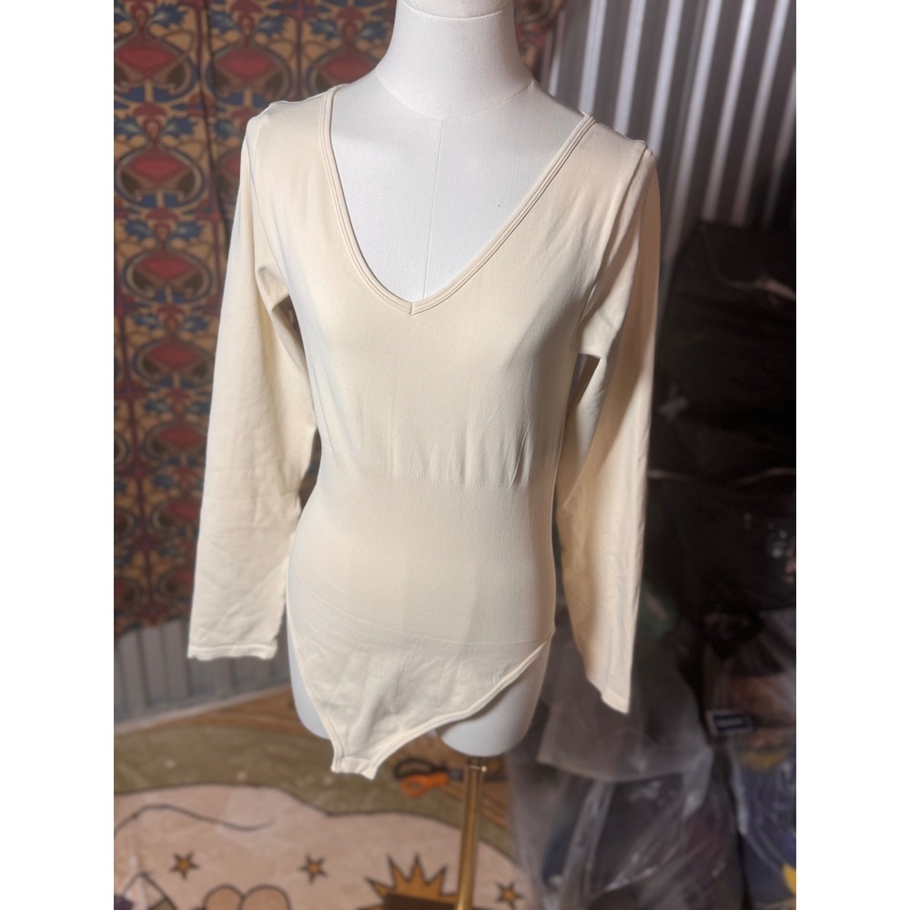 Long Sleeve Bodysuit V Neck Casual‎ Everyday Top